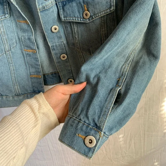 Womens Highway Jeans Cropped Oversized Jean Jacket - Picture 5 of 11